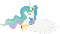 Size: 1866x1080 | Tagged: safe, artist:rariedash, character:princess celestia, species:alicorn, species:pony, bust, eyes closed, female, floppy ears, horn, lineless, mare, portrait, profile, simple background, solo, transparent background, vector, wings
