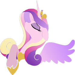 Size: 1073x1080 | Tagged: safe, artist:rariedash, character:princess cadance, species:alicorn, species:pony, bust, eyes closed, female, floppy ears, hooves, horn, lineless, mare, portrait, profile, simple background, solo, transparent background, vector, wings