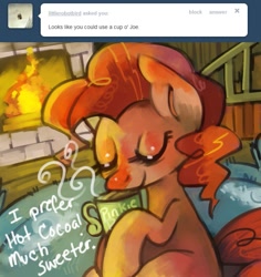 Size: 681x720 | Tagged: dead source, safe, artist:dhui, character:pinkie pie, ask tired pie, hot chocolate