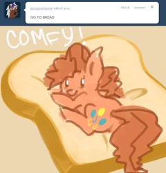Size: 672x700 | Tagged: dead source, safe, artist:dhui, character:pinkie pie, ask tired pie, bread, female, solo