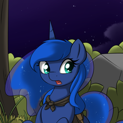 Size: 1000x1000 | Tagged: safe, artist:theparagon, character:princess luna, colored pupils, female, hunted luna, shocked, solo, stars