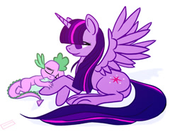 Size: 575x427 | Tagged: safe, artist:snickerlewdles, character:spike, character:twilight sparkle, character:twilight sparkle (alicorn), species:alicorn, species:pony, g4, female, mare, spikelove