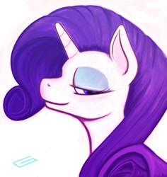Size: 736x781 | Tagged: safe, artist:snickerlewdles, character:rarity, species:pony, species:unicorn, g4, female, glamour, lidded eyes, mare, portrait, profile, sapphire eye rarity, simple background, solo, white background