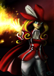 Size: 3000x4200 | Tagged: safe, artist:snickerlewdles, character:sunset shimmer, g4, my little pony:equestria girls, clothing, female, final fantasy, fire, hat, red mage, solo