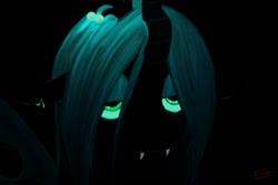 Size: 1465x977 | Tagged: safe, artist:snickerlewdles, character:queen chrysalis, species:changeling, g4, bust, changeling queen, female, portrait, sad, solo
