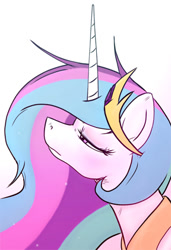 Size: 288x421 | Tagged: safe, artist:snickerlewdles, character:princess celestia, species:alicorn, species:pony, g4, dishevelled, female, mare, peytral, simple background, solo, tired, white background