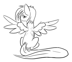 Size: 500x432 | Tagged: safe, artist:snickerlewdles, oc, oc only, oc:gingersnaps, species:pegasus, species:pony, g4, monochrome, scar, solo