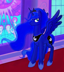 Size: 760x852 | Tagged: safe, artist:snickerlewdles, character:princess luna, species:alicorn, species:pony, g4, canterlot castle, female, mare, solo, stained glass