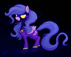 Size: 840x673 | Tagged: safe, artist:snickerlewdles, oc, oc only, oc:skimmer web, species:pegasus, species:pony, g4, clothing, female, goggles, mare, shadowbolts, shadowbolts costume, solo