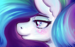 Size: 1024x640 | Tagged: safe, artist:snickerlewdles, character:princess celestia, species:alicorn, species:pony, g4, bust, female, lidded eyes, mare, portrait, profile, solo