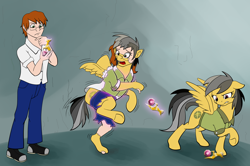 Size: 1812x1200 | Tagged: safe, artist:tf-sential, character:daring do, species:human, species:pegasus, species:pony, g4, human to pony, magical artifact, rule 63, sequence, solo, transformation, transgender transformation, underhoof