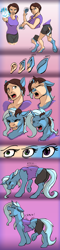 Size: 800x3316 | Tagged: safe, artist:tf-sential, character:trixie, species:human, species:pony, species:unicorn, g4, dock, human to pony, solo, transformation