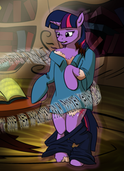 Size: 875x1200 | Tagged: safe, artist:tf-sential, character:twilight sparkle, species:human, species:pony, g4, bipedal, golden oaks library, human to pony, library, solo, transformation