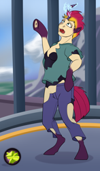 Size: 1322x2242 | Tagged: safe, artist:tf-sential, character:tempest shadow, species:human, species:pony, g4, my little pony: the movie (2017), broken horn, clothing, female, human to pony, mare, obsidian orb, solo, torn clothes, transformation, transformation sequence, transgender transformation