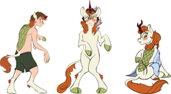 Size: 1797x982 | Tagged: safe, artist:tf-sential, edit, character:autumn blaze, species:human, species:kirin, species:pony, g4, blushing, clothing, dress, eponavirus, female, fire, gown, heterochromia, human to kirin, human to pony, imminent nirik, implied coronavirus, male, male to female, mare, partial transformation, ponid-21, rule 63, scales, simple background, solo, transformation, transformation sequence, transgender transformation, virus, white background