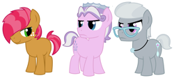 Size: 1600x724 | Tagged: safe, artist:evilfrenzy, character:babs seed, character:diamond tiara, character:silver spoon, bob steed, diamond crown, glasses, rule 63, silver platter