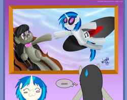 Size: 1018x800 | Tagged: safe, artist:ladyanidraws, character:dj pon-3, character:octavia melody, character:vinyl scratch, fine art parody, the creation of adam