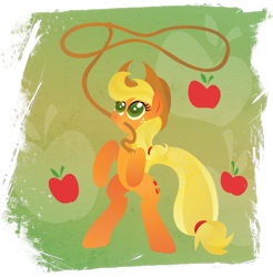 Size: 901x916 | Tagged: safe, artist:rariedash, part of a set, character:applejack, species:earth pony, species:pony, bipedal, clothing, cowboy hat, cutie mark, cutie mark background, female, hat, hooves, lasso, lineless, mare, mouth hold, rearing, rope, solo