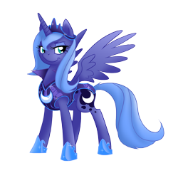 Size: 1800x1800 | Tagged: safe, artist:equestria-prevails, character:princess luna, species:alicorn, species:pony, g4, armor, clothing, female, hoof shoes, mare, royal guard, s1 luna, shoes, simple background, solo, spread wings, three quarter view, transparent background, wings