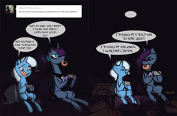 Size: 1248x818 | Tagged: safe, artist:herny, character:princess luna, character:trixie, gamer luna, luna-afterdark, donut, trixie is magic, tumblr, video game