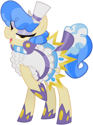 Size: 2000x2700 | Tagged: safe, artist:equestria-prevails, character:sapphire shores, species:earth pony, species:pony, g4, clothing, eyeshadow, female, hat, high res, hoof shoes, lidded eyes, makeup, mare, open mouth, raised hoof, simple background, solo, transparent background