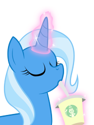 Size: 1500x2000 | Tagged: safe, artist:equestria-prevails, character:trixie, species:pony, species:unicorn, g4, drinking, eyes closed, female, hay smoothie, magic, mare, simple background, solo, transparent background