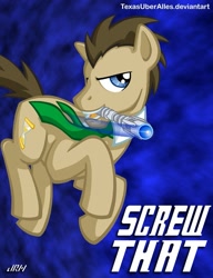 Size: 553x720 | Tagged: safe, artist:texasuberalles, character:doctor whooves, character:time turner, species:earth pony, species:pony, doctor who, galloping, male, necktie, solo, sonic screwdriver