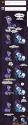 Size: 794x3516 | Tagged: safe, artist:herny, character:princess luna, character:trixie, oc, oc:kevin the nightguard, species:bat pony, species:pony, luna-afterdark, ask, bed, coffee, comic, donut, existential crisis, meta, night guard, self deprecation, table, they know, trixie is magic, tumblr