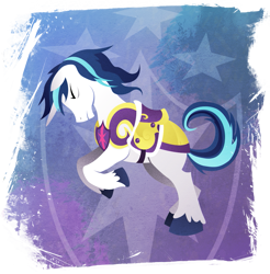 Size: 901x916 | Tagged: safe, artist:rariedash, character:shining armor, species:pony, species:unicorn, armor, colored hooves, cutie mark background, eyes closed, hoof fluff, hooves, horn, lineless, male, missing cutie mark, solo, stallion