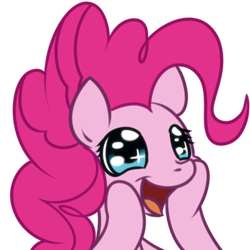 Size: 500x500 | Tagged: safe, artist:solar-slash, character:pinkie pie, species:earth pony, species:pony, bust, cute, diapinkes, eye sparkles, female, happy, open mouth, portrait, simple background, smiling, solo, transparent background, wingding eyes