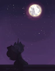 Size: 500x652 | Tagged: safe, artist:herny, character:princess luna, luna-afterdark, ask, balcony, female, moon, night, ponytail, scrunchie, solo, tumblr