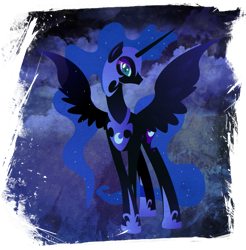 Size: 901x916 | Tagged: safe, artist:rariedash, character:nightmare moon, character:princess luna, species:alicorn, species:pony, armor, cutie mark, female, hooves, horn, lineless, mare, solo, spread wings, wings