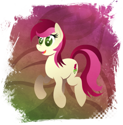 Size: 901x916 | Tagged: safe, artist:rariedash, character:roseluck, species:earth pony, species:pony, cutie mark, cutie mark background, female, hooves, lineless, mare, open mouth, solo