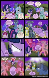 Size: 2000x3152 | Tagged: safe, artist:mlp-silver-quill, character:twilight sparkle, character:twilight sparkle (alicorn), oc, oc:clutterstep, species:alicorn, species:pony, comic:a princess' tears, comic, droste maze, female, glowing eyes, mare, medic, peach dream, royal guard, top tier, tyrant sparkle