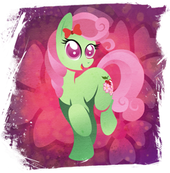 Size: 901x916 | Tagged: safe, artist:rariedash, character:florina tart, species:earth pony, species:pony, g4, apple family member, cutie mark, cutie mark background, female, hooves, lineless, mare, open mouth, solo