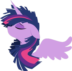 Size: 1092x1080 | Tagged: safe, artist:rariedash, part of a set, character:twilight sparkle, character:twilight sparkle (alicorn), species:alicorn, species:pony, alicorn drama, bust, drama, eyes closed, female, floppy ears, horn, lineless, mare, portrait, profile, simple background, solo, transparent background, wings