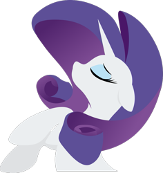 Size: 1021x1080 | Tagged: safe, artist:rariedash, part of a set, character:rarity, species:pony, species:unicorn, bust, eyes closed, female, floppy ears, hooves, horn, lineless, mare, portrait, profile, simple background, solo, transparent background, vector