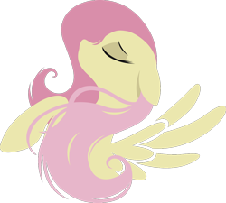 Size: 1112x1003 | Tagged: safe, artist:rariedash, part of a set, character:fluttershy, species:pegasus, species:pony, bust, eyes closed, female, floppy ears, hooves, lineless, mare, portrait, profile, simple background, solo, spread wings, transparent background, wings