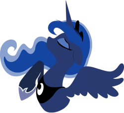 Size: 1185x1080 | Tagged: safe, artist:rariedash, character:princess luna, species:alicorn, species:pony, bust, eyes closed, female, floppy ears, hooves, horn, lineless, mare, portrait, profile, simple background, solo, spread wings, transparent background, wings