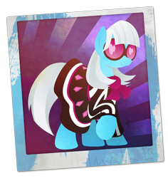 Size: 942x999 | Tagged: safe, artist:rariedash, character:photo finish, species:earth pony, species:pony, female, glasses, hooves, lineless, mare, polaroid, raised hoof, smiling, solo, sunglasses