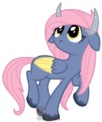 Size: 321x382 | Tagged: dead source, safe, artist:ipandacakes, oc, oc only, parent:fluttershy, parent:iron will, parents:ironshy, bicorn, hybrid, interspecies offspring, offspring, solo