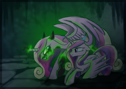 Size: 1260x893 | Tagged: safe, artist:probablyfakeblonde, character:princess cadance, character:queen chrysalis, species:changeling, disguise, disguised changeling, fake cadance
