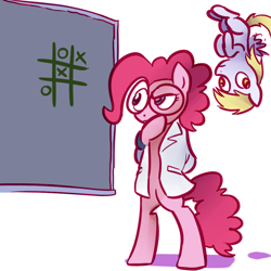 Size: 1000x1000 | Tagged: safe, artist:solar-slash, artist:willdrawforfood1, character:derpy hooves, character:pinkie pie, species:pegasus, species:pony, dreamy, female, glasses, mare