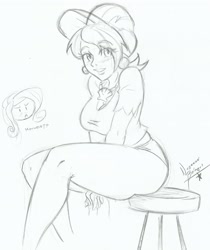 Size: 2300x2742 | Tagged: safe, artist:nayaasebeleguii, character:cookie crumbles, character:rarity, species:human, fingerbanging general, humanized, monochrome, sketch, traditional art