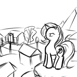 Size: 1000x1000 | Tagged: safe, artist:theparagon, character:trixie, species:pony, species:unicorn, female, mare, monochrome, solo, wip