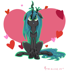 Size: 2500x2500 | Tagged: safe, artist:rinikka, character:queen chrysalis, female, heart, solo