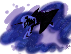 Size: 1280x985 | Tagged: safe, artist:probablyfakeblonde, character:nightmare moon, character:princess luna, female, flying, solo