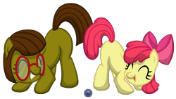 Size: 3286x1848 | Tagged: safe, artist:template93, character:apple bloom, oc, oc:plain jane, commission, filly, glasses