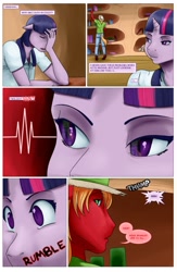Size: 835x1280 | Tagged: safe, artist:amaraburrger, character:big mcintosh, character:twilight sparkle, species:anthro, comic:dragon greed, ship:twimac, comic, female, golden oaks library, male, shipping, straight, want