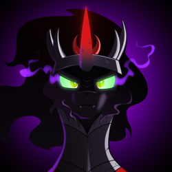 Size: 4000x4000 | Tagged: safe, artist:equestria-prevails, character:king sombra, species:pony, episode:the crystal empire, g4, my little pony: friendship is magic, spoiler:s03, absurd resolution, bust, creepy, crystal empire, male, season 3 villain, solo, sombra eyes